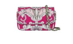 Quilted Virtus Print Crossbody, Silk Twill, Fuchsia, MII, DB, 4*